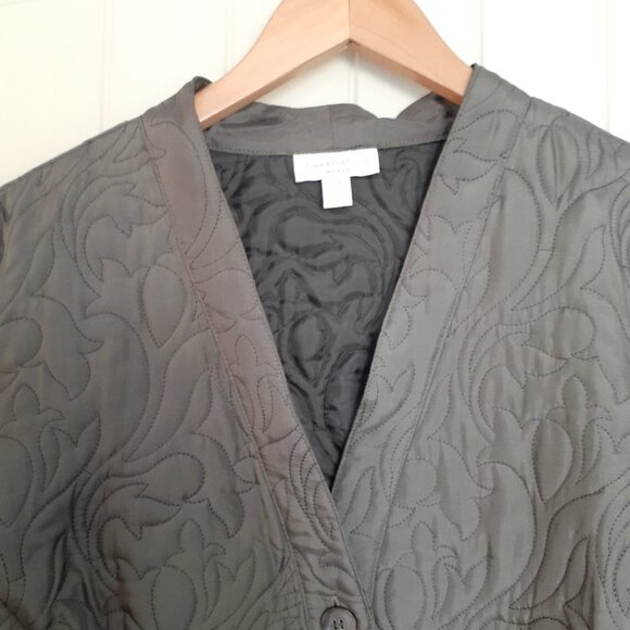 Charter Club Silk Quilted Button Front V-Neck Jacket Gray Size 20W - Picture 4 of 10